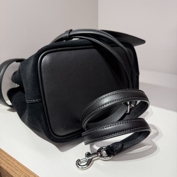 Coach Rowan Bucket Bag With Cherry Charm CCZ89 Suede/Silver/Black - Picture 8 of 10